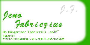 jeno fabriczius business card